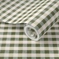 Forest green cream cottage core plaid gingham checkers - SMALL SCALE