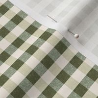 Forest green cream cottage core plaid gingham checkers - EXTRA SMALL SCALE