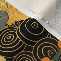 art nouveau gold and black spiral geometric abstract inspired by gustav klimt