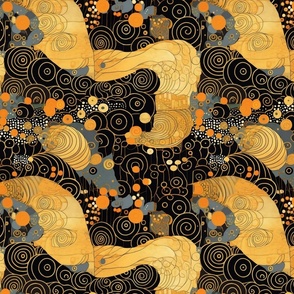 art nouveau gold and black spiral geometric abstract inspired by gustav klimt