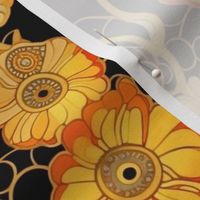 geometric art nouveau sunflower botanical inspired by gustav klimt