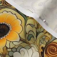 sunflower geometric art nouveau botanical inspired by gustav klimt