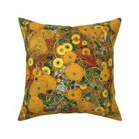 art nouveau gold sunflower botanical inspired by gustav klimt
