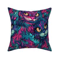 cheshire cat as pink and blue pop art