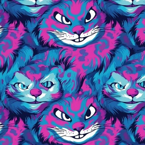 pop art cheshire cat in pink and blue