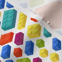 Retro Toy Blocks, Plastic Retro Toy Blocks 3D White Background