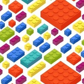 Retro Toy Blocks, Plastic Retro Toy Blocks 3D White Background