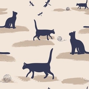 Cute сats. Seamless pattern background with kittens. 