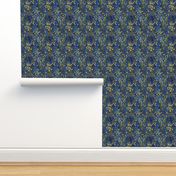 gustav klimt inspired geometric gold green and blue bluebonnet botanical 