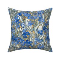 blue gold and green art nouveau bluebonnet botanical inspired by gustav klimt