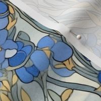 blue gold and green art nouveau bluebonnet botanical inspired by gustav klimt