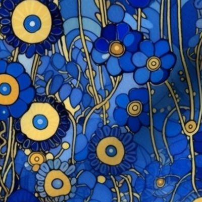 gustav klimt inspired art nouveau bluebonnet botanical