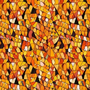 geometric candy corn in gold orange and red inspired by gustav klimt