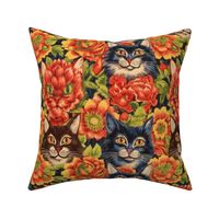 flower victorian cats inspired by Louis wain