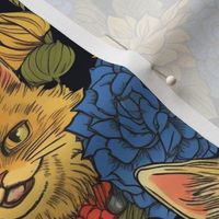 victorian cat botanical inspired by louis wain