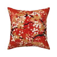 red gold and white japanese cherry blossoms inspired by gustav klimt