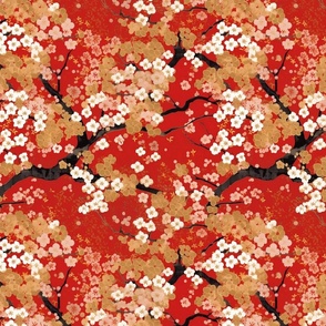 red gold and white japanese cherry blossoms inspired by gustav klimt
