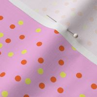 Cute Polka Dot Coordinating Ditsy Blender Print in Coral, Yellow and Pink
