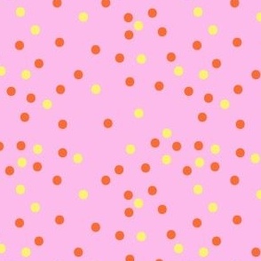 Cute Polka Dot Coordinating Ditsy Blender Print in Coral, Yellow and Pink