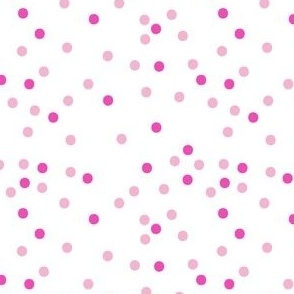 Cute Valentines Barbie Polka Dot Coordinating Ditsy Blender Print in Hot Pink, Pale Pink and White