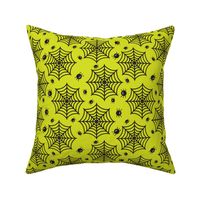 Halloween Spider Web Pattern Fabric Black and Green 