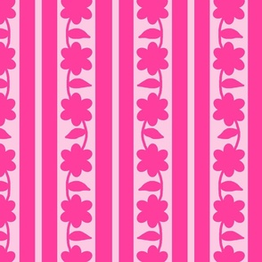 Hot Pink Floral Stripes 