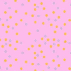 Cute Polka Dot Coordinating Ditsy Blender Print in Pink, Gold and Purple