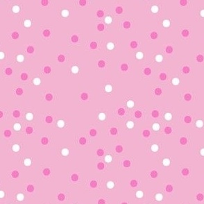 Cute  Barbie Valentines Polka Dot Coordinating Ditsy Blender Print in Hot Pink, White and Light Pink 