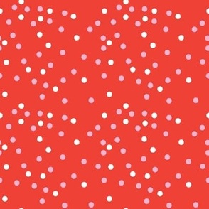Cute Valentines Polka Dot Coordinating Ditsy Blender Print in White, Pink and Red