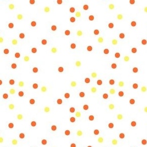 Cute Fall Polka Dot Candy Corn Coordinating Ditsy Blender Print in Orange, Yellow and White