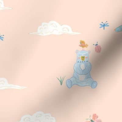 Sweet Bears Chalk Art - fabric repeat is every 18 x 18 inches, wallpaper 24 x 24 inches