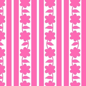 Hot Pink Floral Stripes 
