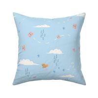 Chalky Critters up in the air - fabric repeat is 18 x 18 inches, wallpaper 24 x 24 inches