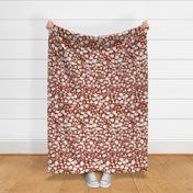 Medium - Silhouette flowers - soft white and Hot Fudge red brown - Painterly meadow floral