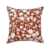 Medium - Silhouette flowers - soft white and Hot Fudge red brown - Painterly meadow floral