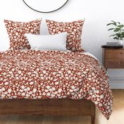 Medium - Silhouette flowers - soft white and Hot Fudge red brown - Painterly meadow floral