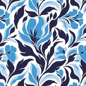 Wavy Floral in Blue
