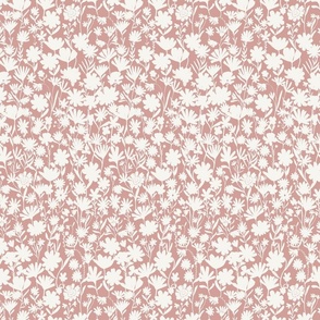 Small - Silhouette flowers - soft white and Soft pink - Painterly meadow floral