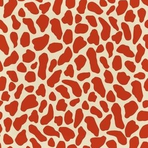 Medium  traditional and modern animal print in exotic Vermilion red and Beige.