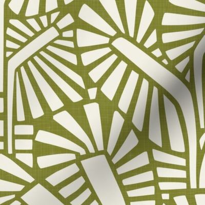 African Nature - Modern Palm Trees on Olive Green / Large