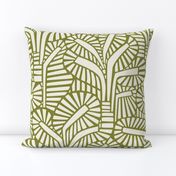 African Nature - Modern Palm Trees on Olive Green / Large