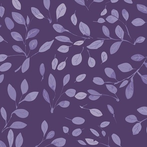 flying falling leaves in shades of  lilac on dark purple / violet - large scale