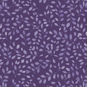 flying falling leaves in shades of  lilac on dark purple / violet - medium scale