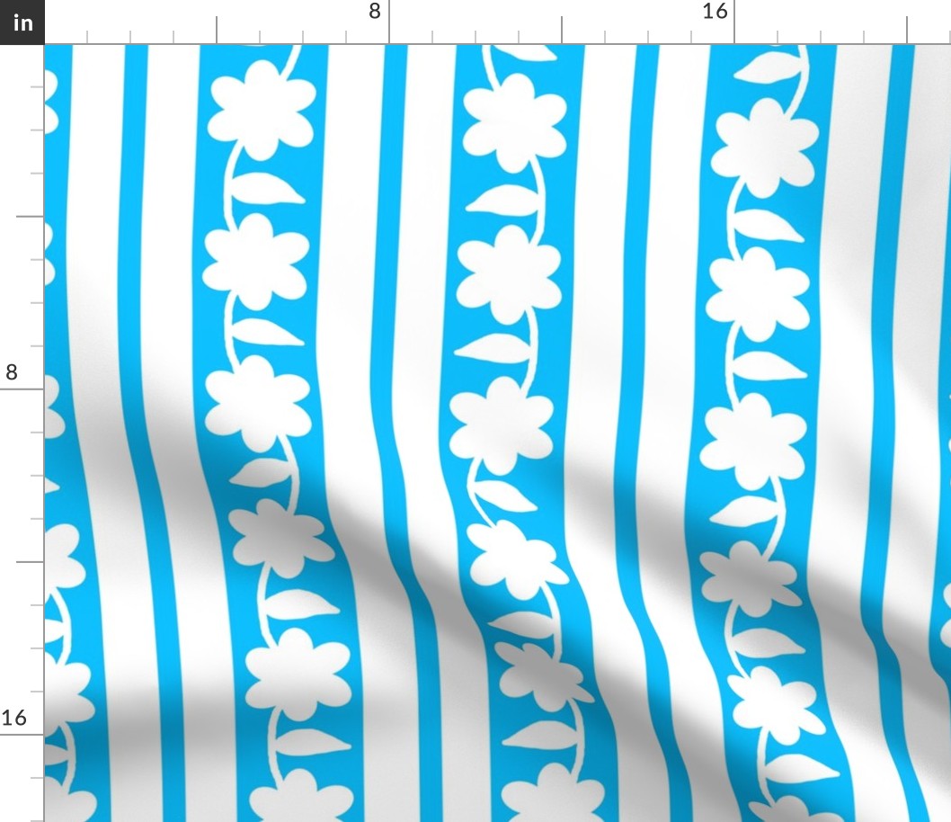 Sky Blue Floral Stripes 2