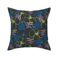 Dreamy Garden Dark Floral |  Patriot Blue | Med Scale