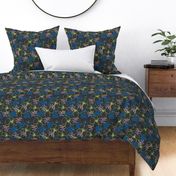 Dreamy Garden Dark Floral |  Patriot Blue | Med Scale