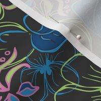 Dreamy Garden Dark Floral |  Patriot Blue | Med Scale