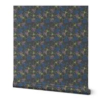 Dreamy Garden Dark Floral |  Patriot Blue | Med Scale