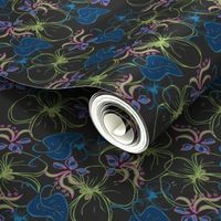 Dreamy Garden Dark Floral |  Patriot Blue | Med Scale