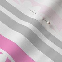 Pink Gray Floral Stripes 